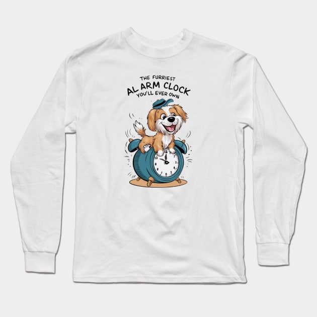 Golden Retriever Dog Funny Alarm Clock Long Sleeve T-Shirt by Sniffist Gang